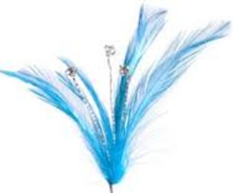 Peacock Feather Spray With 3 Rhinestones