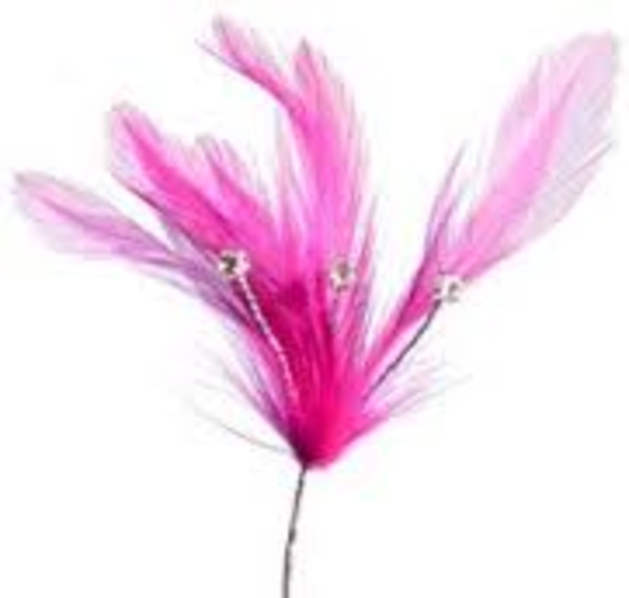 Flamingo Feather Spray With 3 Rhinestones