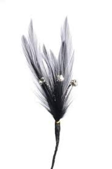 Black Feather Spray With 3 Rhinestones