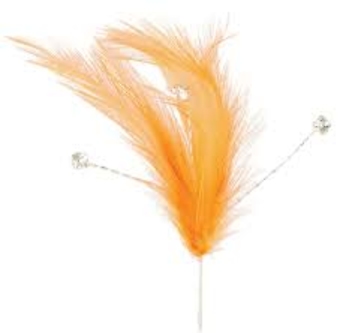 Orange Feather Spray With 3 Rhinestones